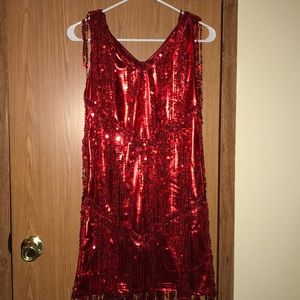 Red Shiny Flapper Dress